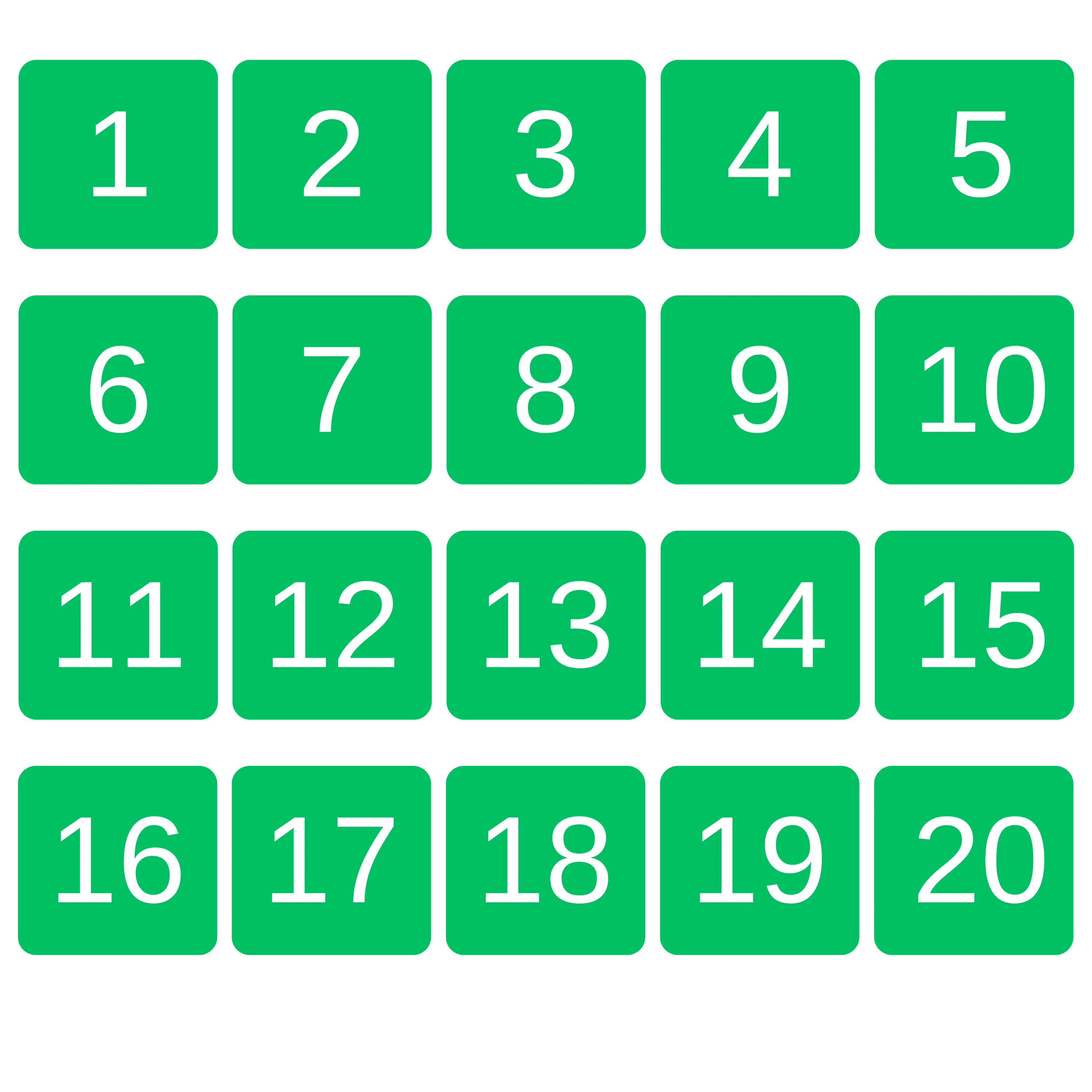 Taltabel fra 1 - 20 
