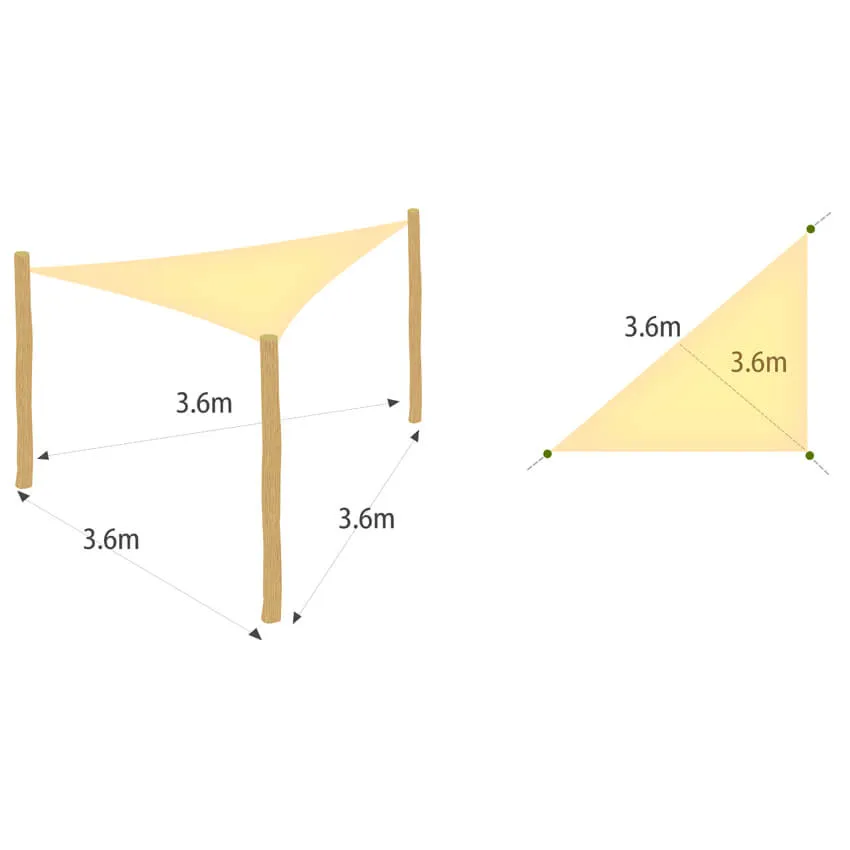 Solseil trekantet 3,6x3,6x3,6 m