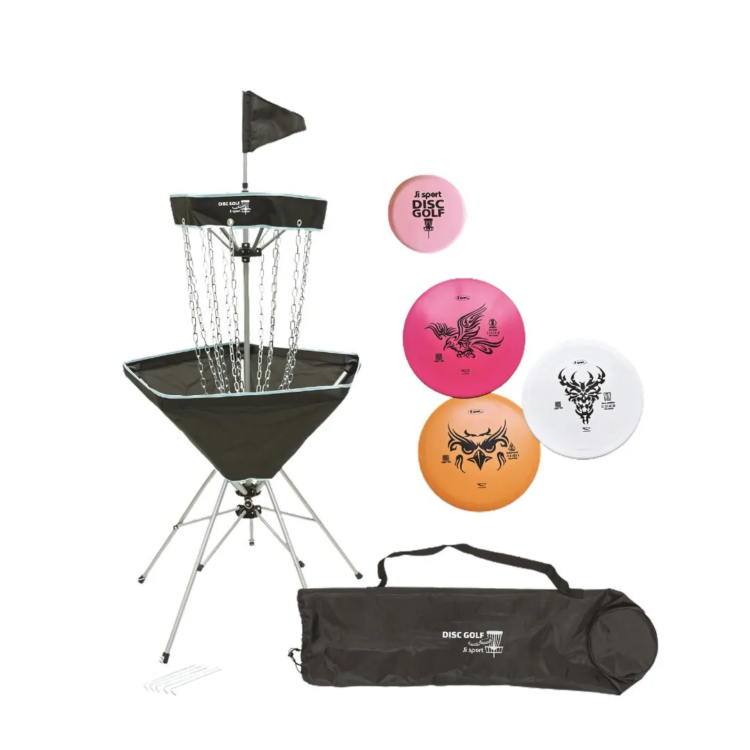Disc golfpaket med hopfällbar ställning