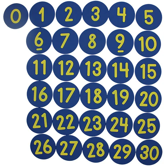 Markeringsbrickor med tal 0-30
