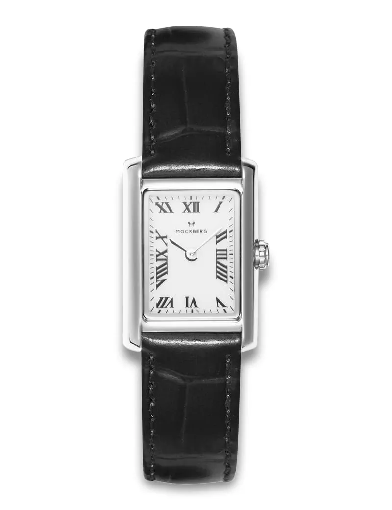 Mockberg Timeless Black Leather Silver MB0246