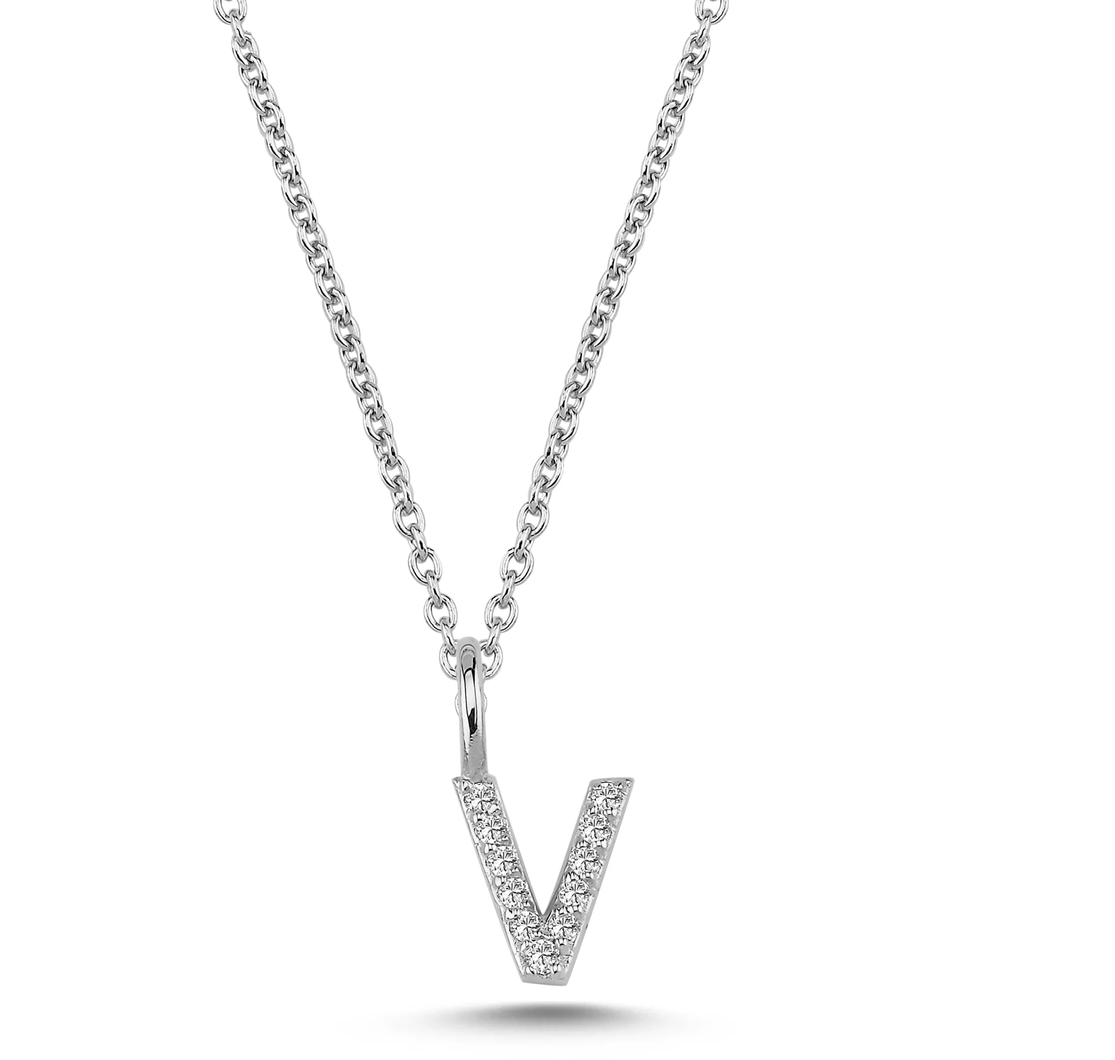 Nuran Bogstav vedhæng &quot;V&quot; med pavé V2201-V 0055