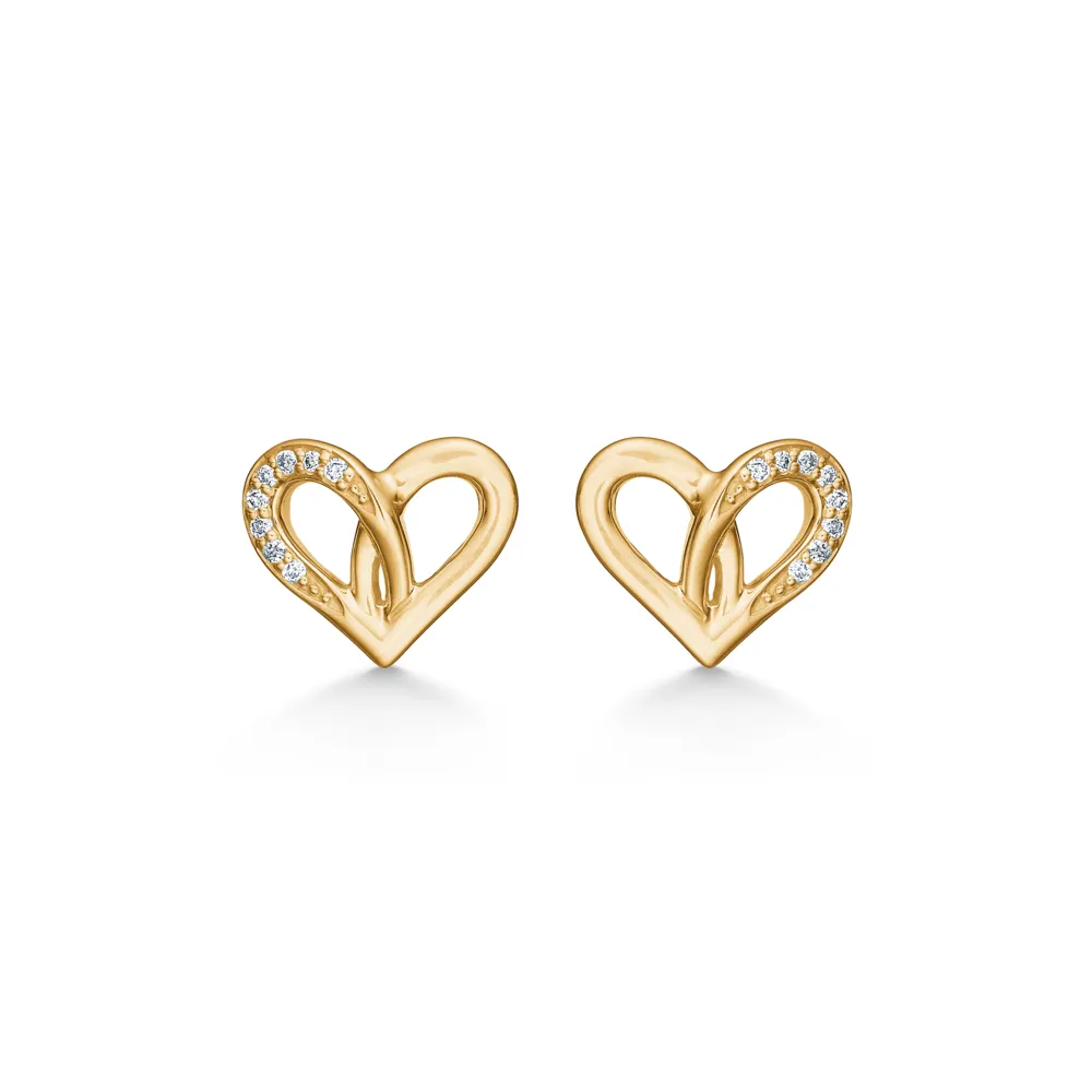 Mads Z 14 kt. Ørestik Hjerte Med 0,048 ct. 1511049