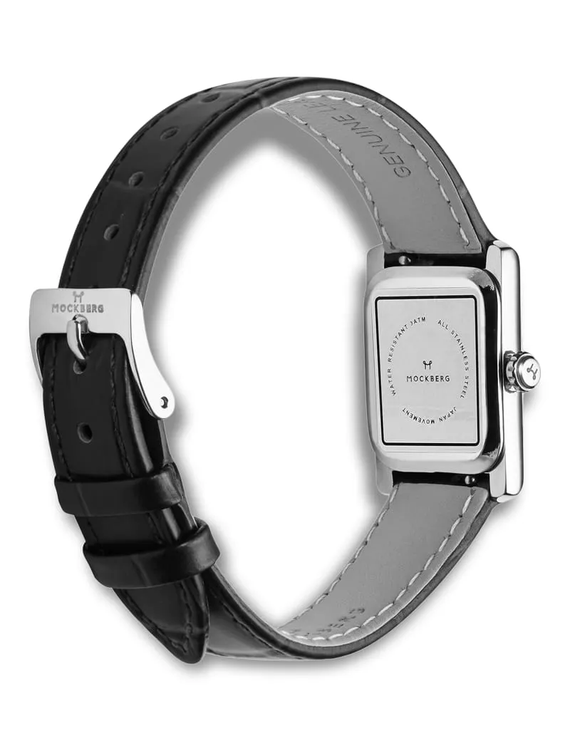 Mockberg Timeless Black Leather Silver MB0246
