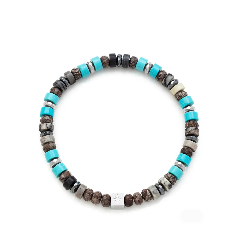 SAMIE armbånd stål med turquoice perler x3009swsturquoice17