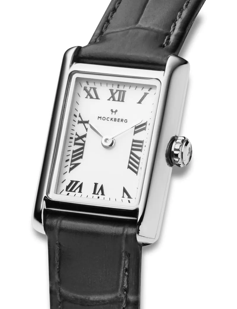 Mockberg Timeless Black Leather Silver MB0246