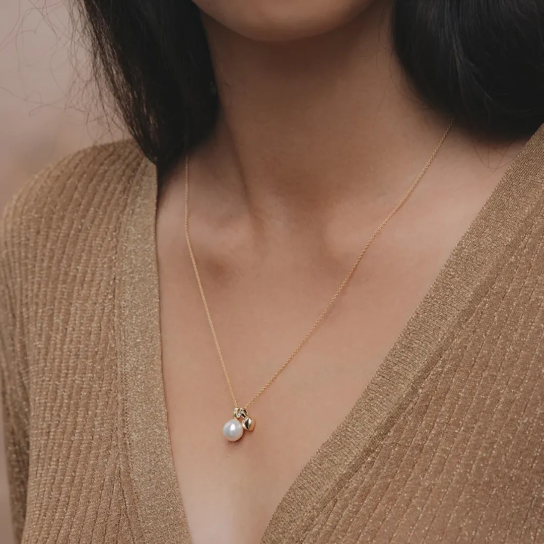 Carré 10 Karat Candy Vedhæng Med Diamanter Og Perle TL 4427 BIDI