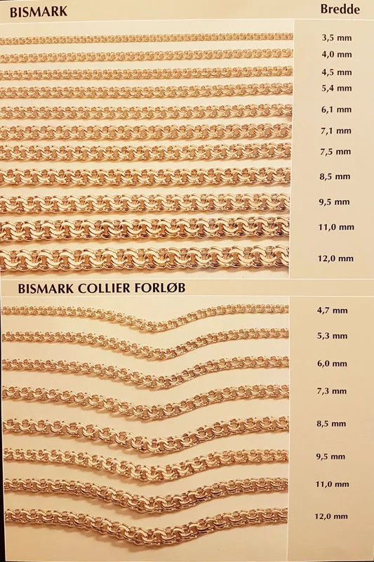 BNH Bismark Kæder m/forløb 8 kt Guld 9,5 mm