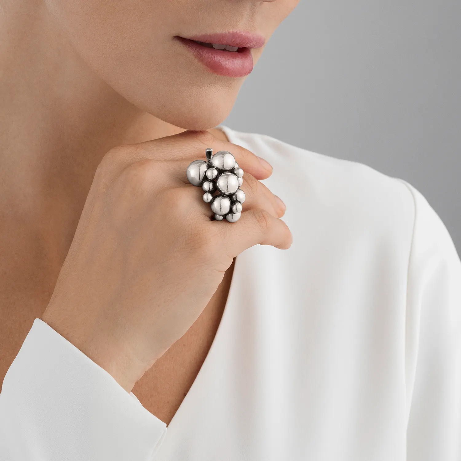Georg Jensen Moonlight Grapes Ring Stor 20000334