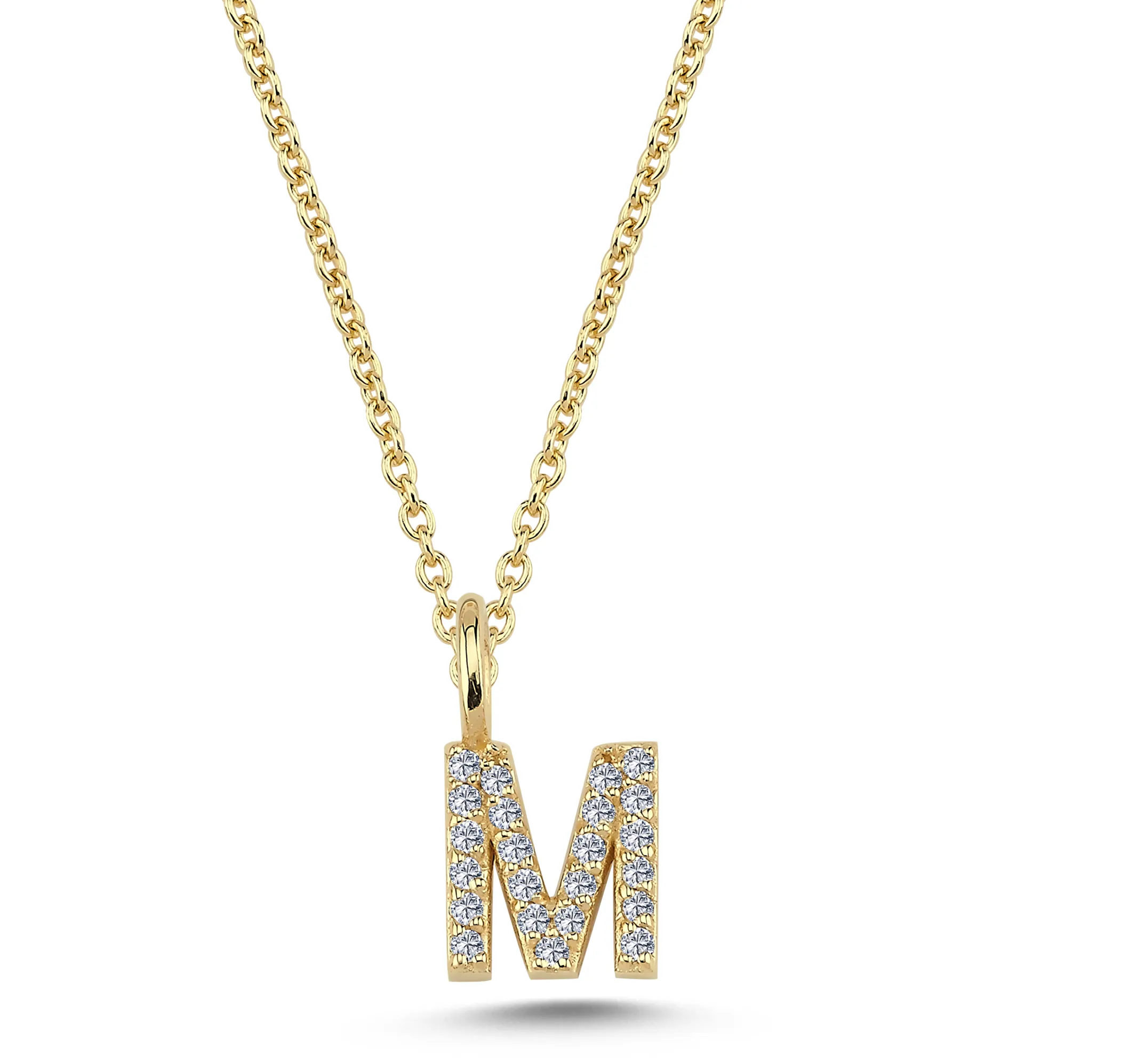 Nuran Bogstav vedhæng &quot;M&quot; med pavé V2201-M 0115
