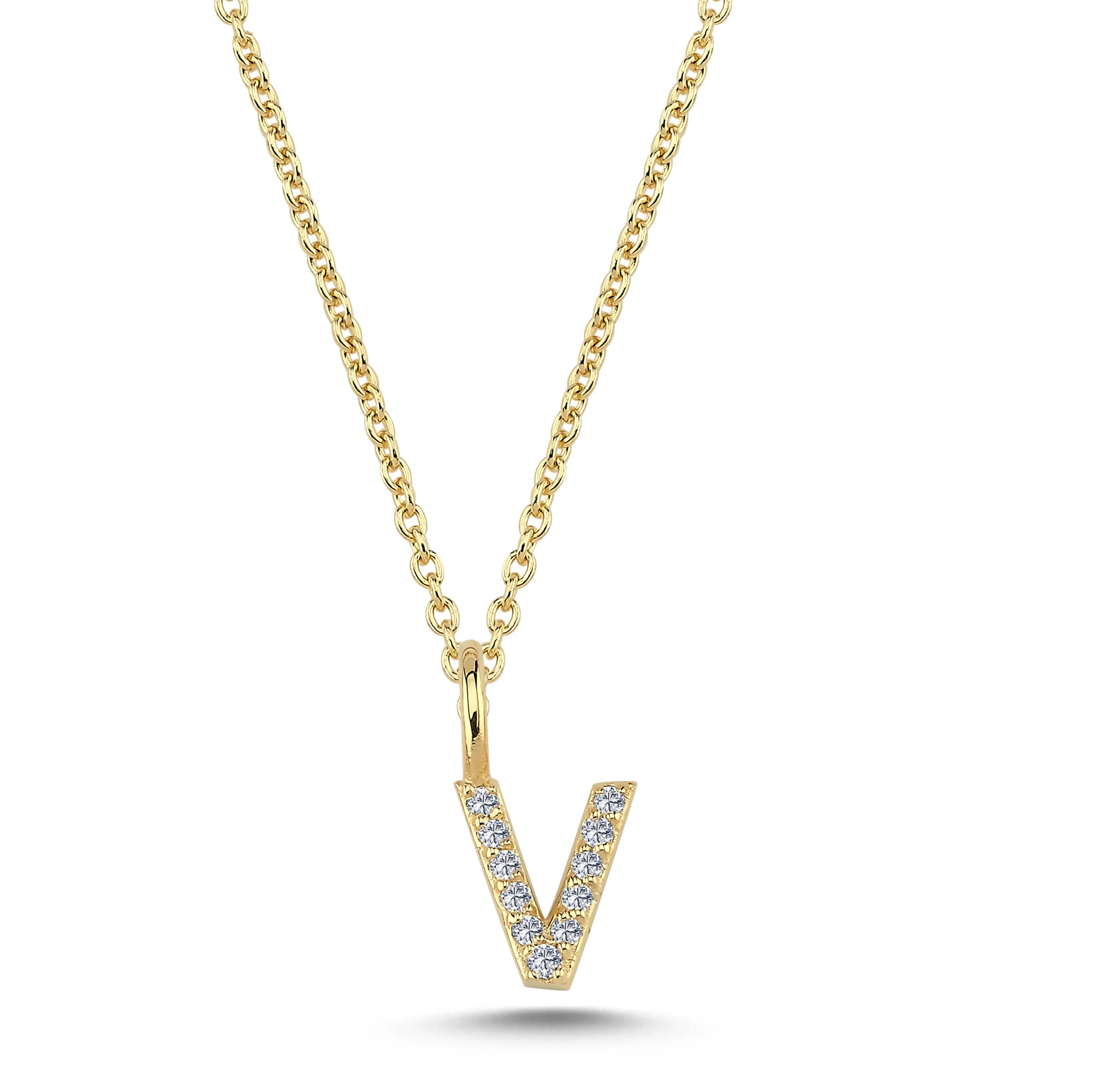Nuran Bogstav vedhæng &quot;V&quot; med pavé V2201-V 0055