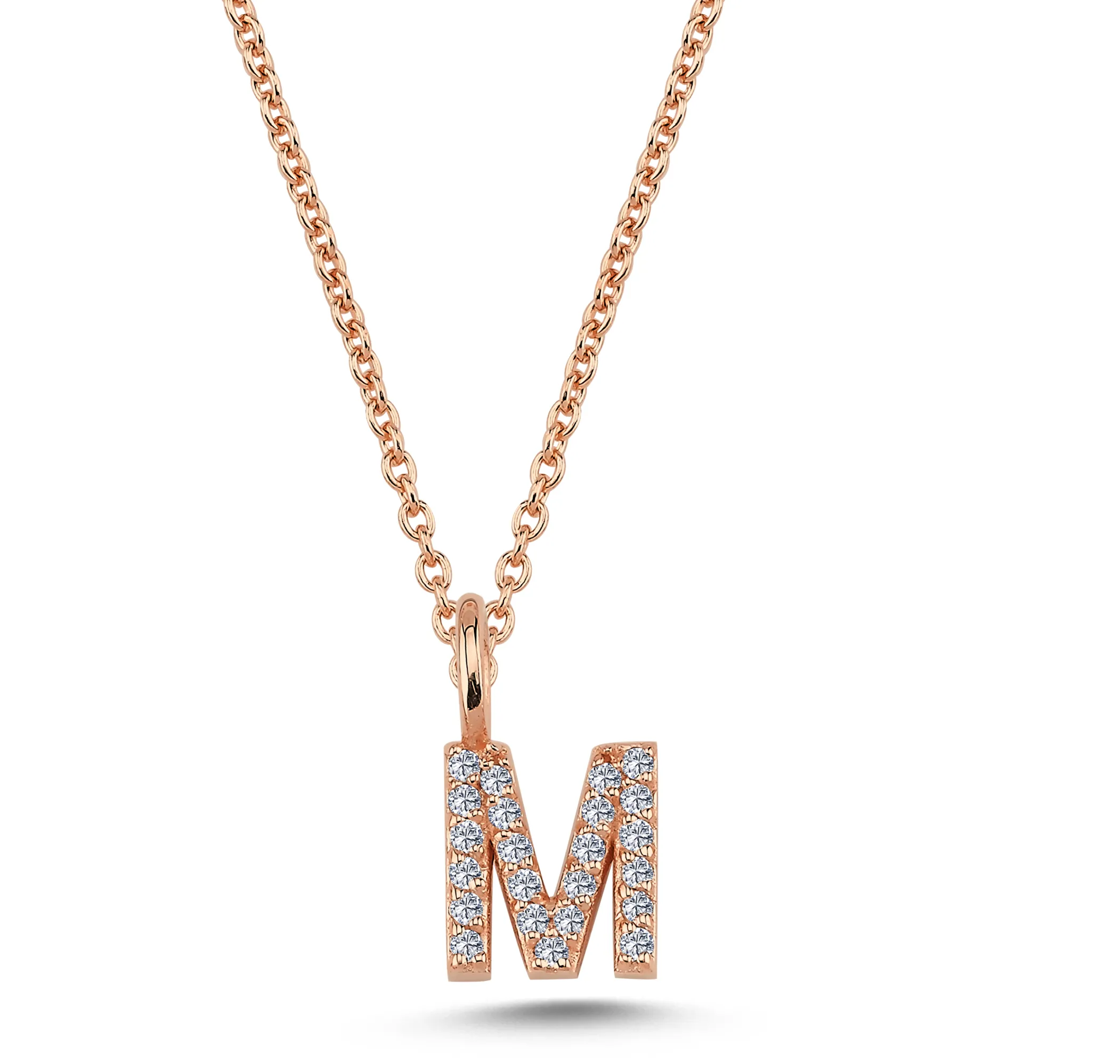 Nuran Bogstav vedhæng &quot;M&quot; med pavé V2201-M 0115