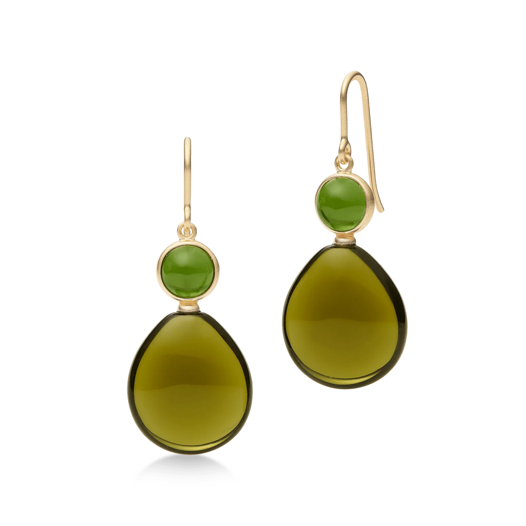 Julie Sandlau Prime Drop Øreringe Moss Green Og Olive Crystal HKS842GDMGOLCR