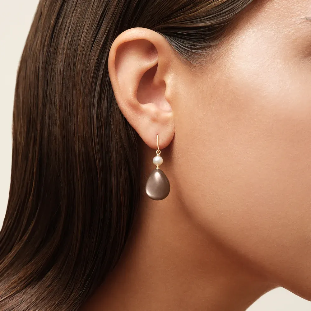 Julie Sandlau Elina Øreringe Chocolate Moonstone YG14-HKS829WHPLCHMN