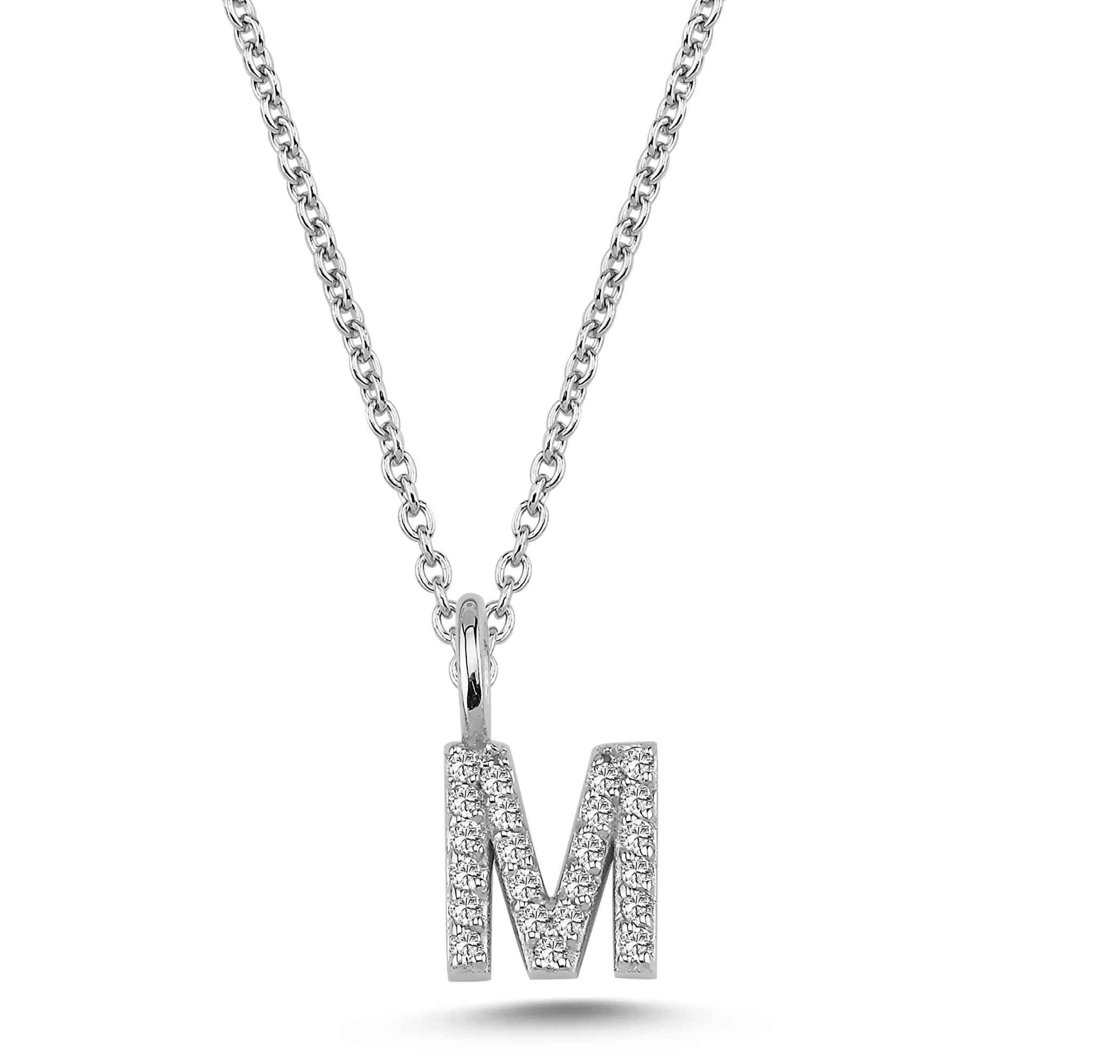 Nuran Bogstav vedhæng &quot;M&quot; med pavé V2201-M 0115