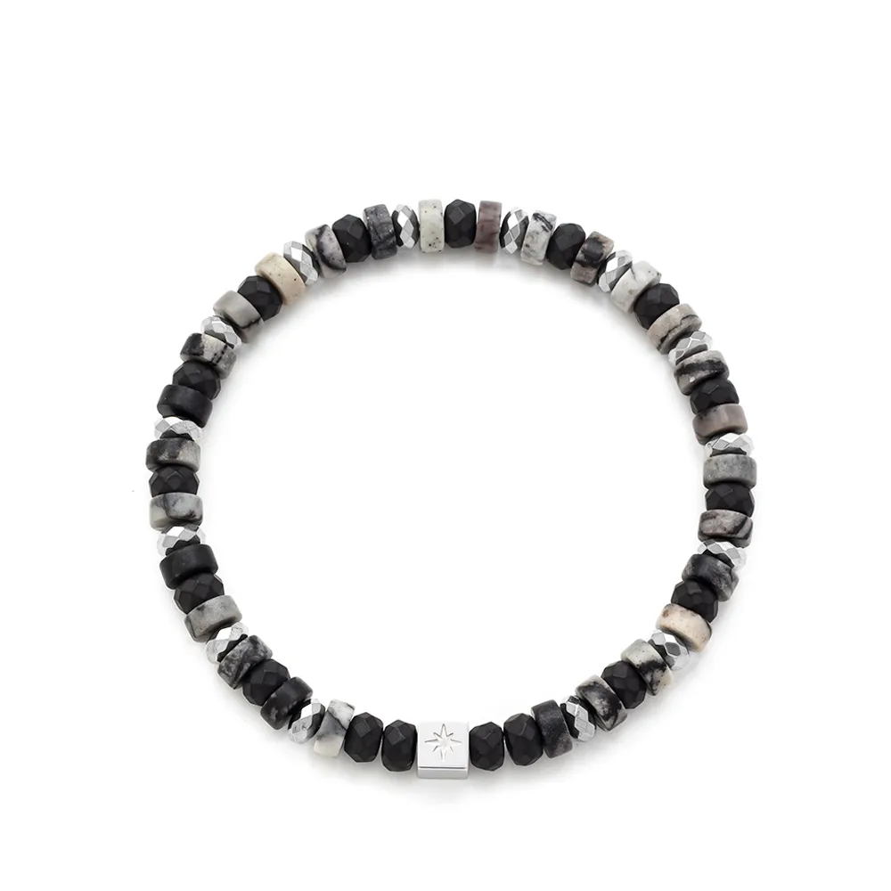SAMIE armbånd stål med perler x3009swsblack17