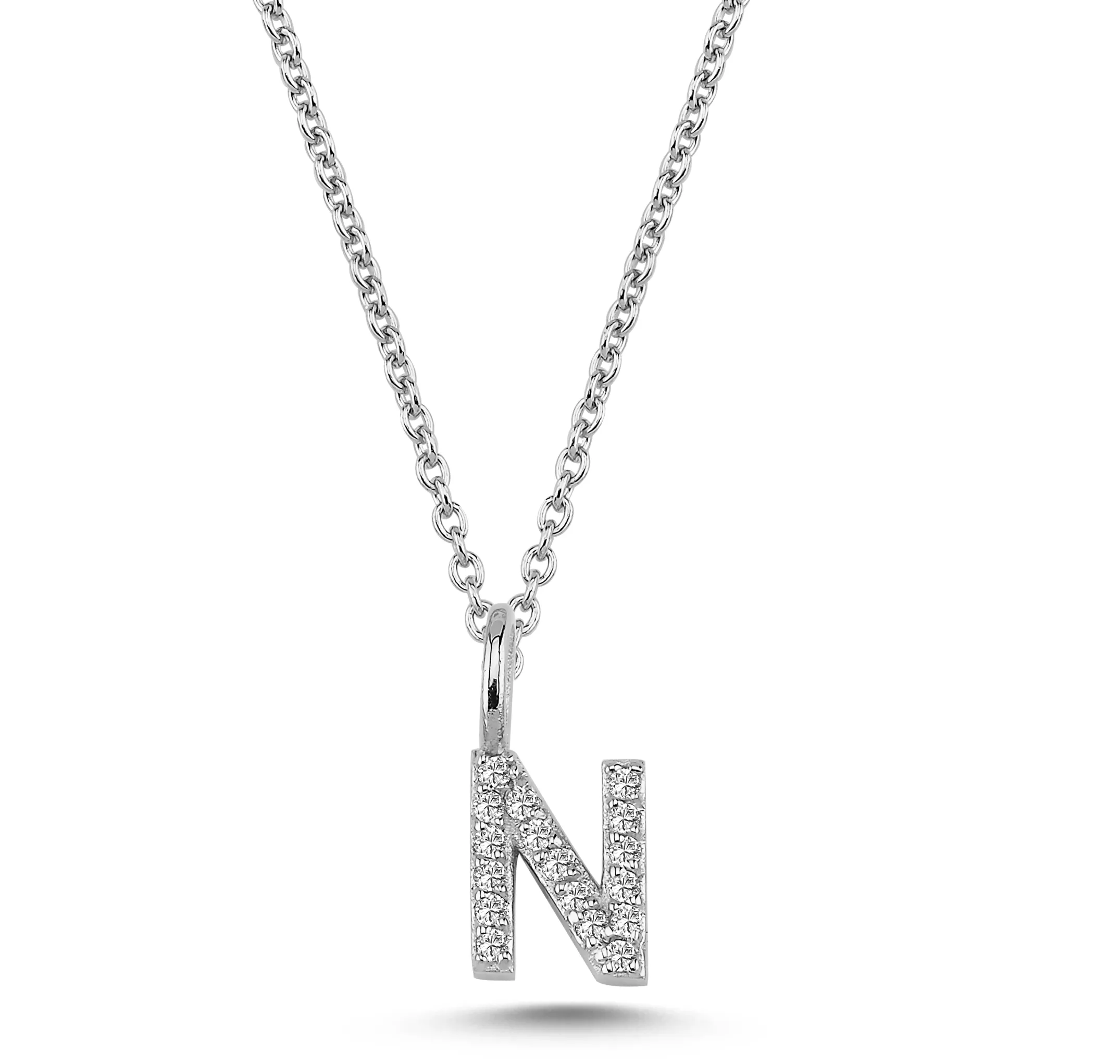 Nuran Bogstav vedhæng &quot;N&quot; med pavé V2201-N 0085