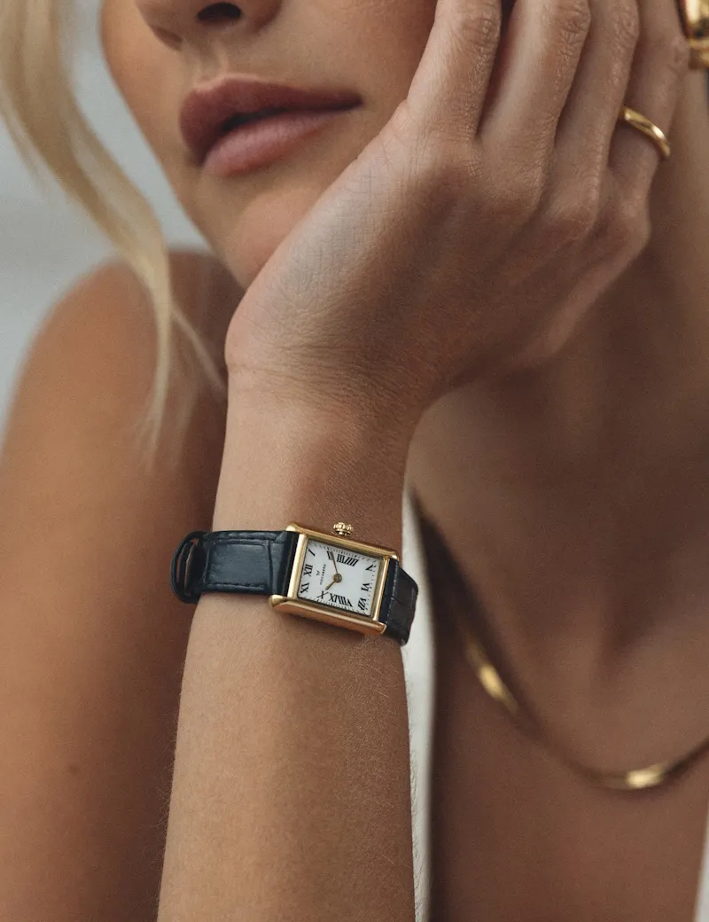 Mockberg Timeless Black Leather Gold MB0245