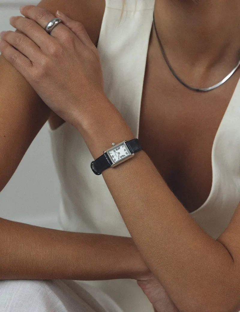 Mockberg Timeless Black Leather Silver MB0246