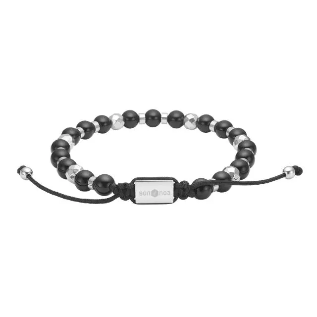 Son of Noa Armbånd Black Agate og Stål 80890492700