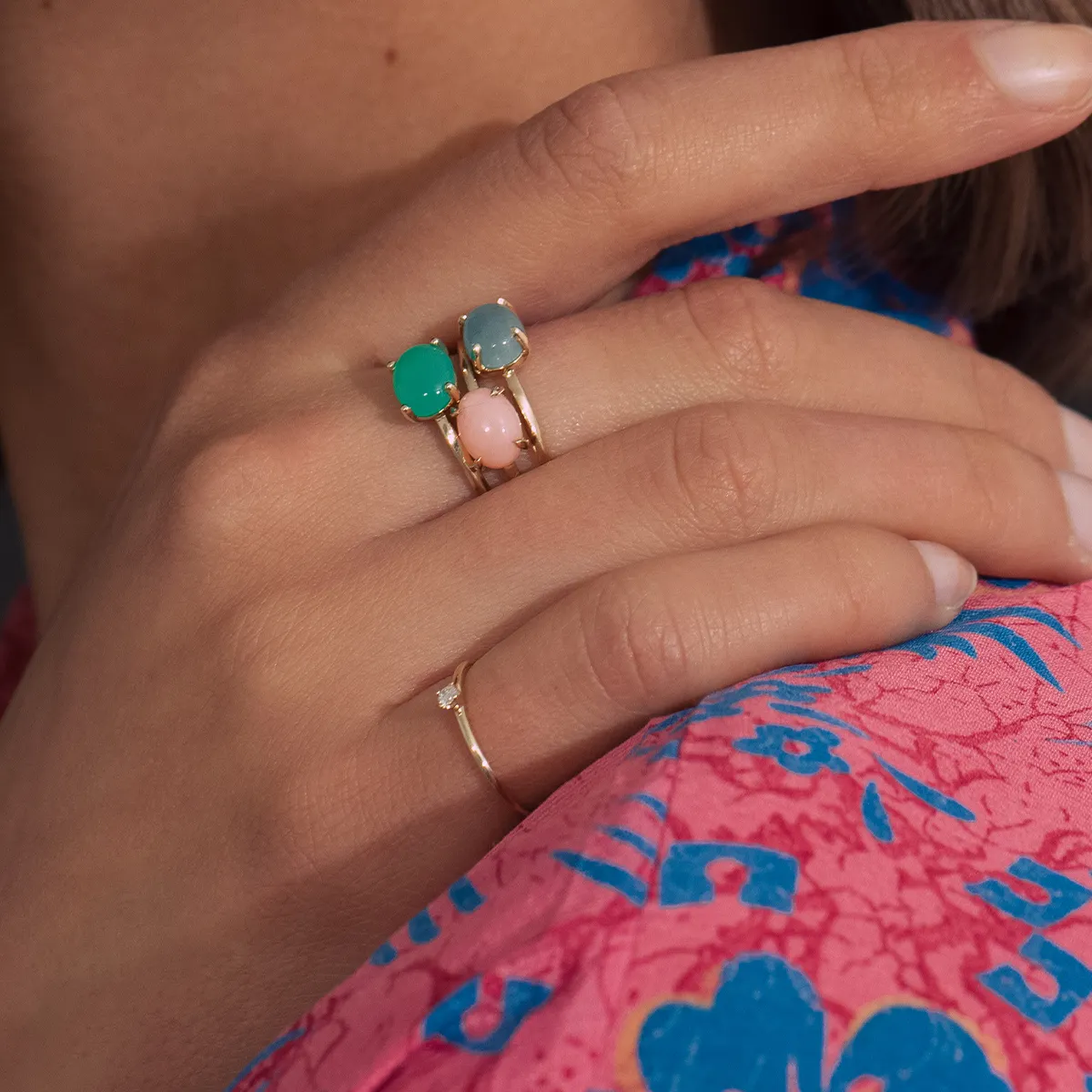 Carré 10-Karat ring med Pink Opal TR 4355 PO