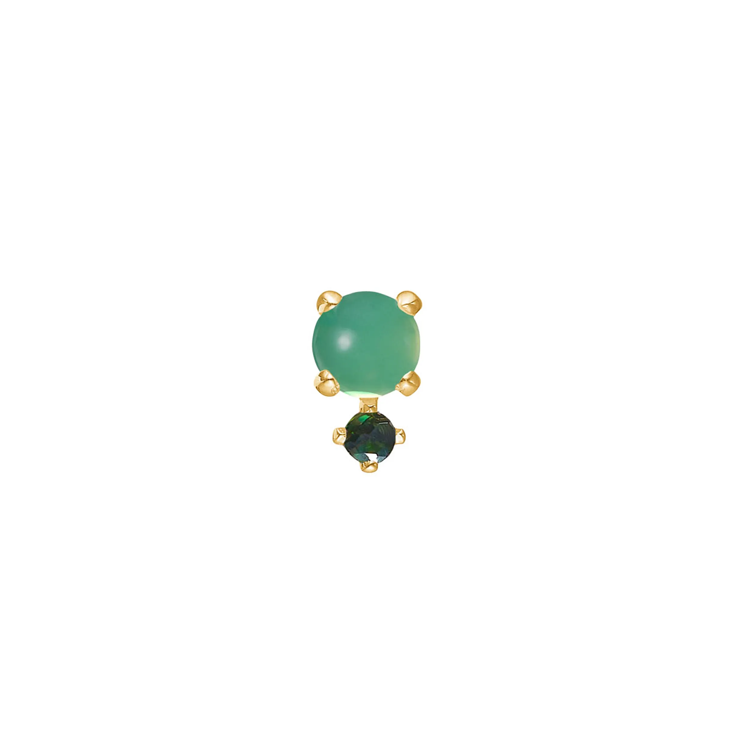 Carré 10-Karat ørestik med Chrysopras og Turmalin TS 4391 CRTR 1pc.