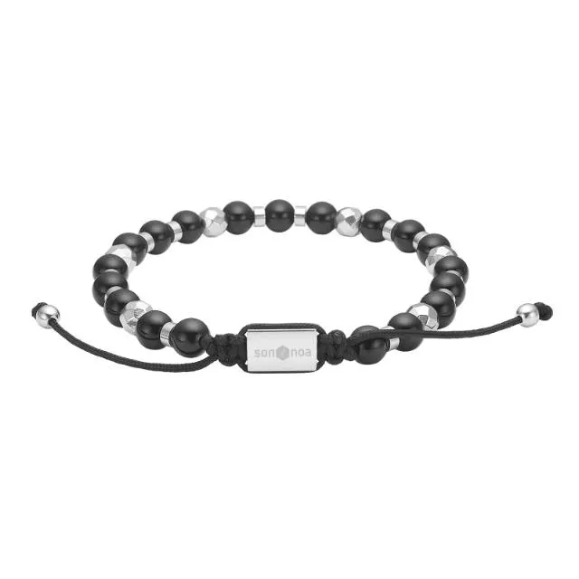 Son of Noa Armbånd Black Agate og Stål 80890492700