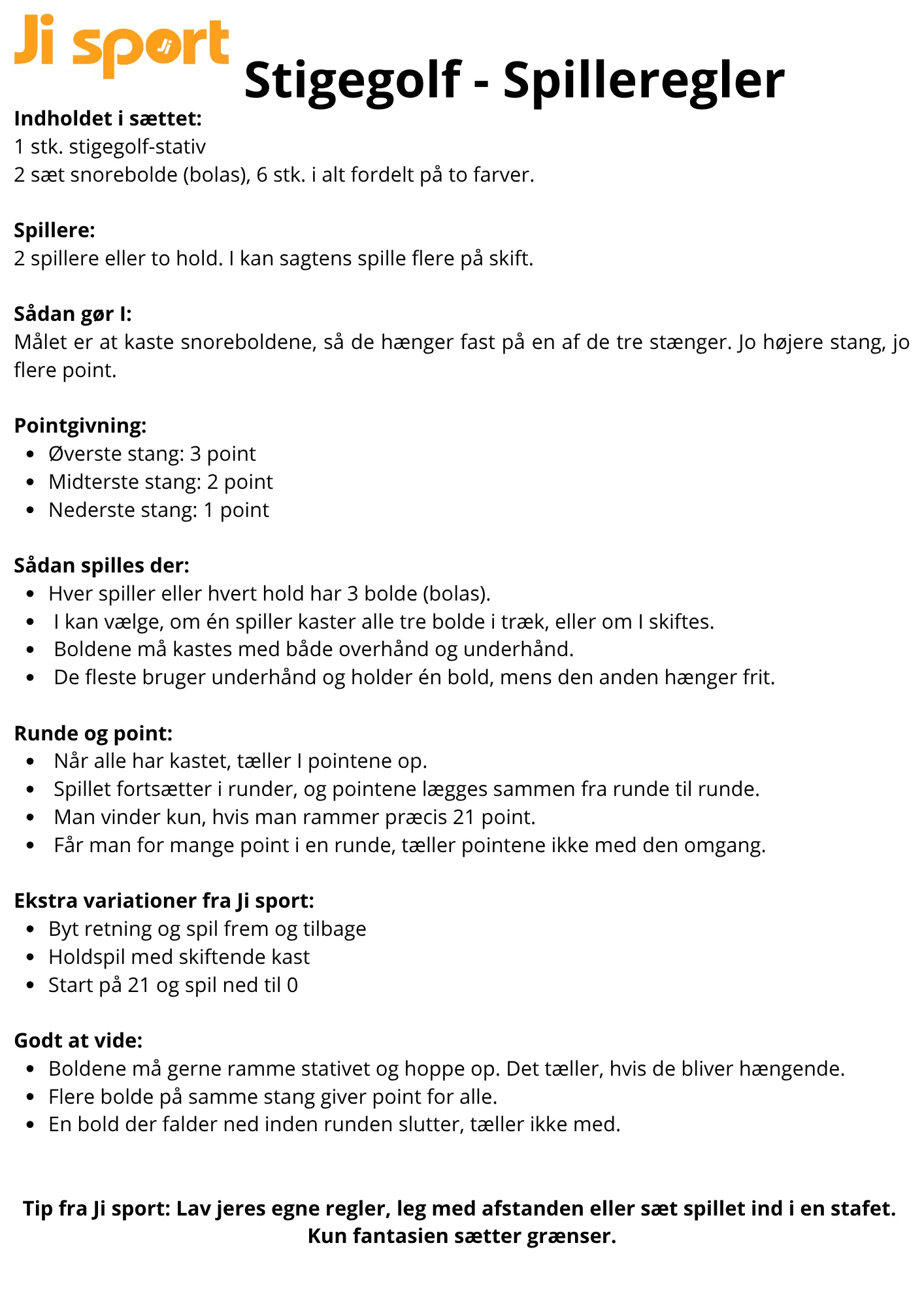 Stigegolf spilleregler