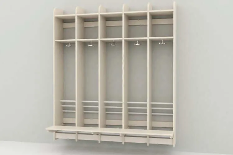 Troldegarderobe med bænk 5 sektioner