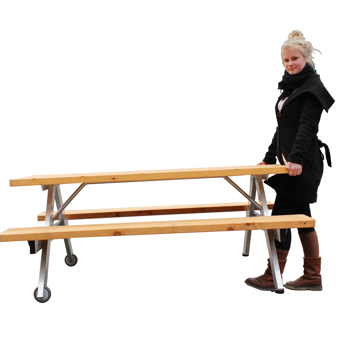 Bord benkesett 3 stk med hjul Bord benkesett 3 stk med hjul