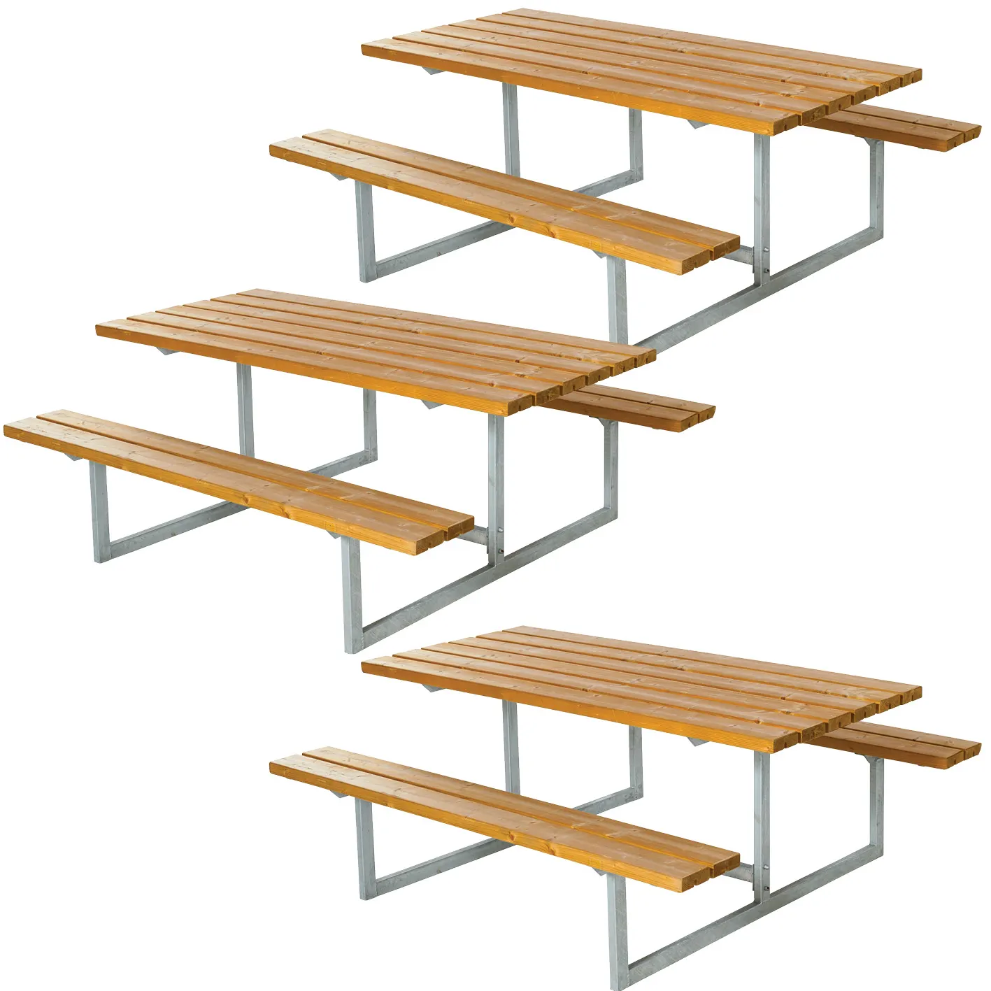 Bord-/benkesett med metallramme 3 stk
