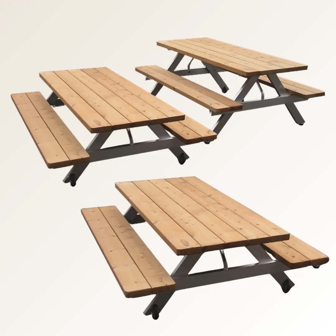 Bord benkesett 3 stk med hjul Bord benkesett 3 stk med hjul