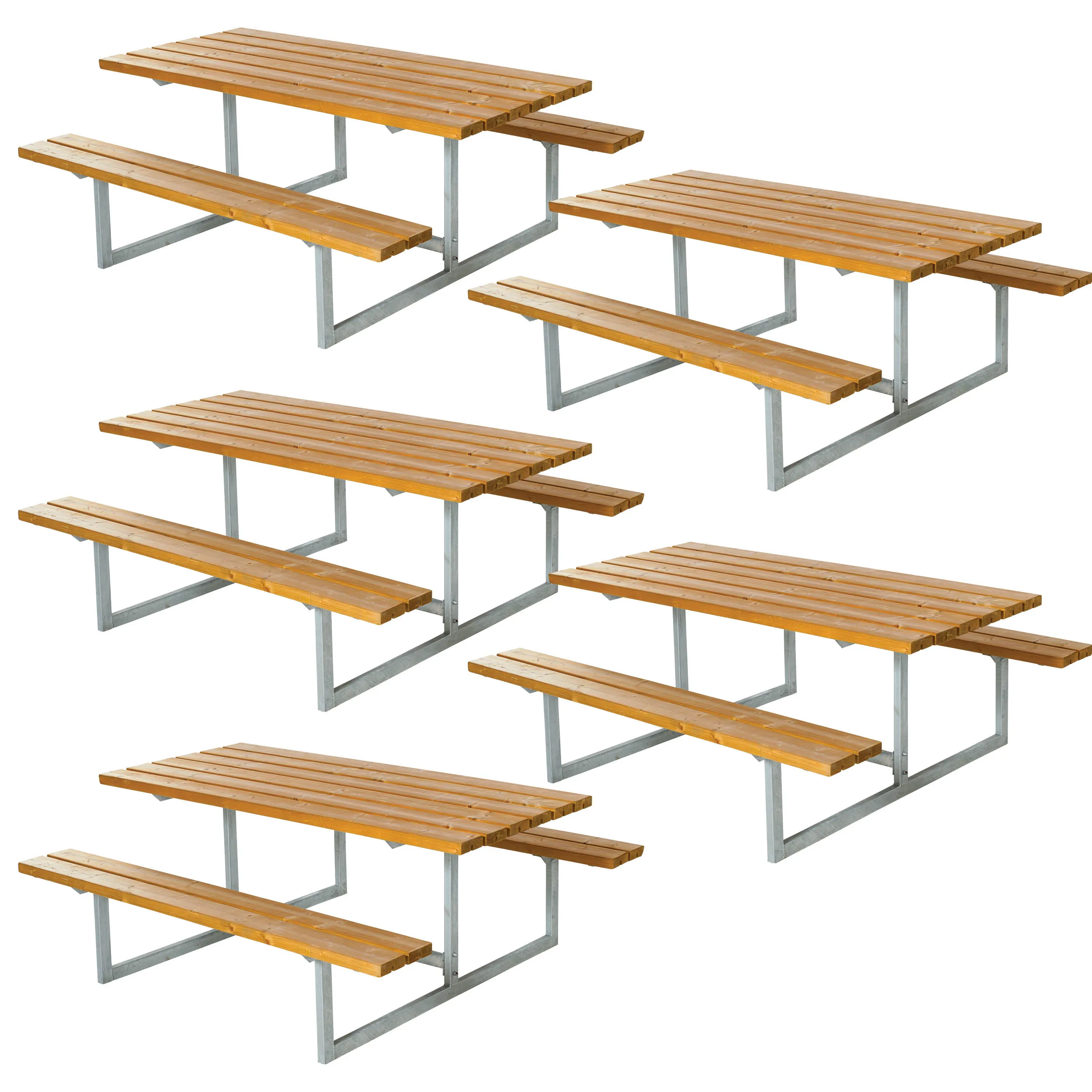 Bord-/bänkset med metallstativ – 5 st.