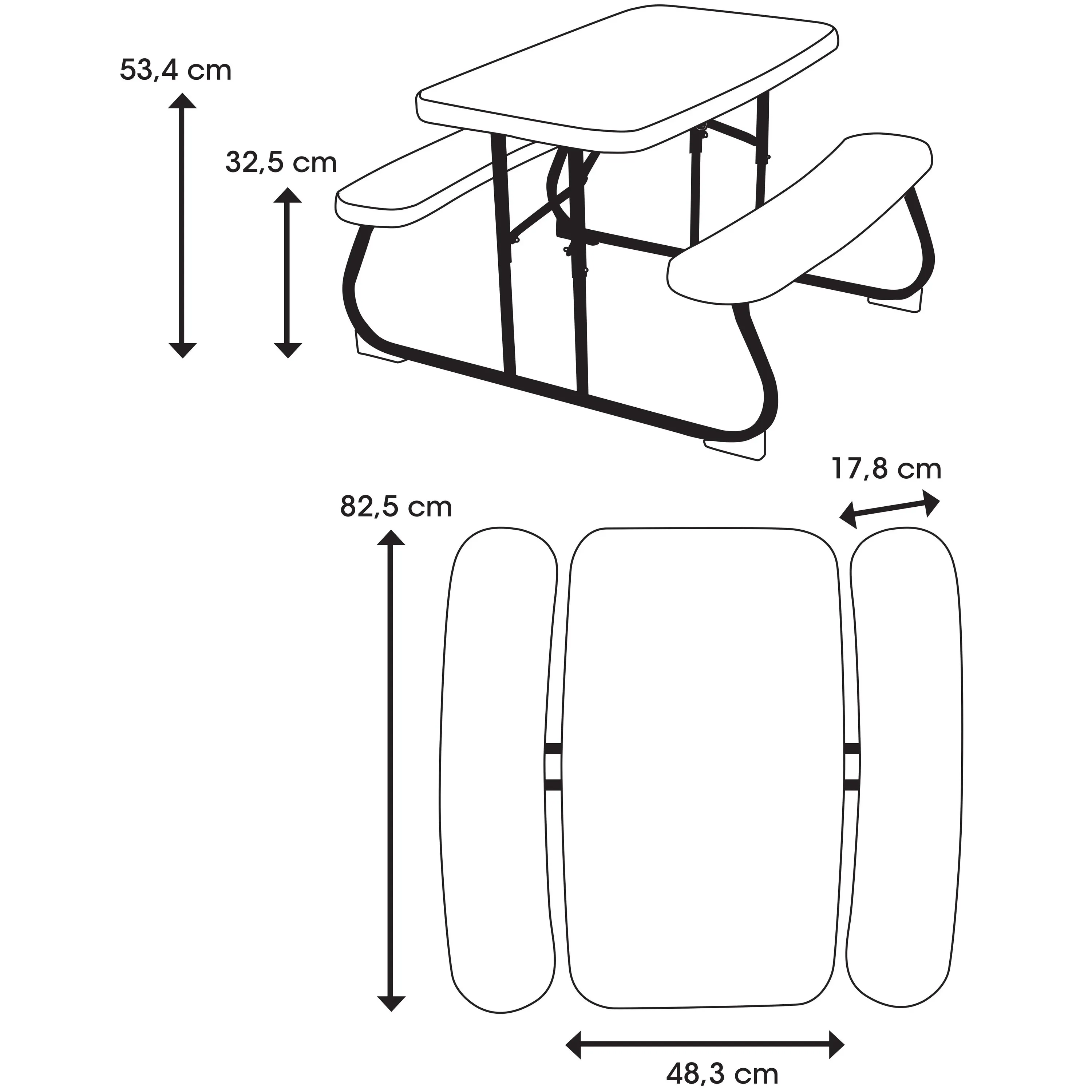 Hopfällbart bord- och bänksystem för barn – 3 st