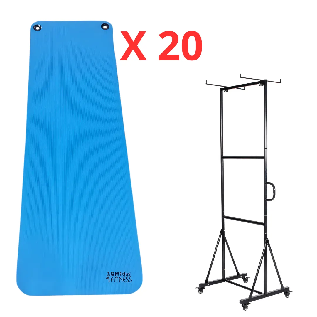 Paket med 20 yogamattor och vagn