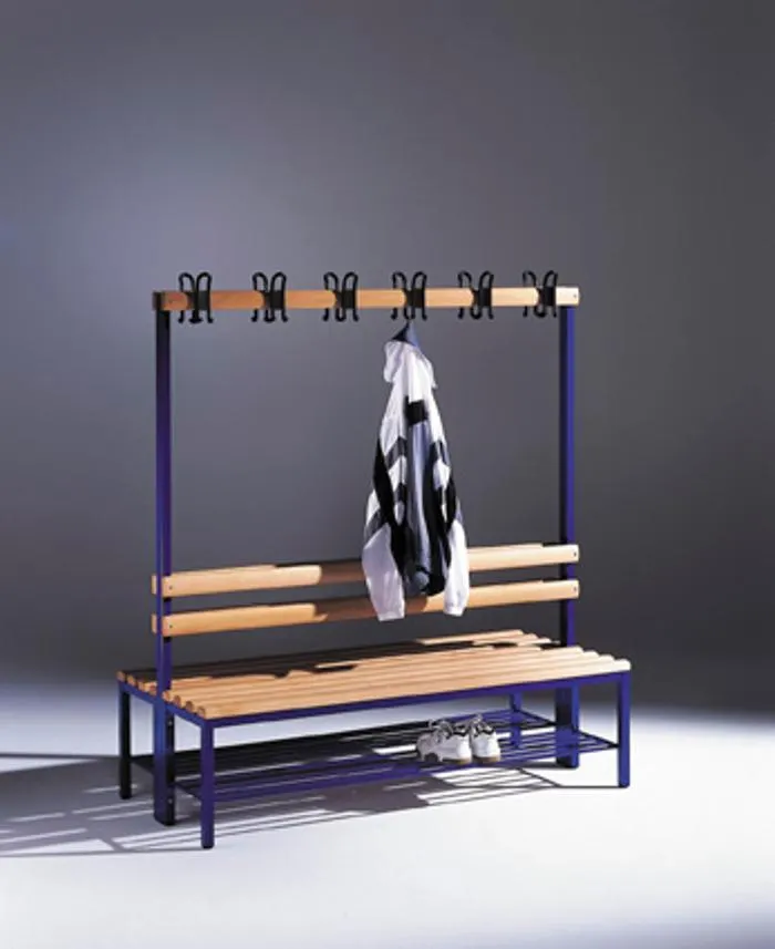 Dubbel-sidig omklädningsbänk - Med 2 x 4  klädhängare och skohylla