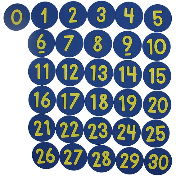 Markeringsbrickor med tal 0-30 Markeringsbrickor med tal 0-30