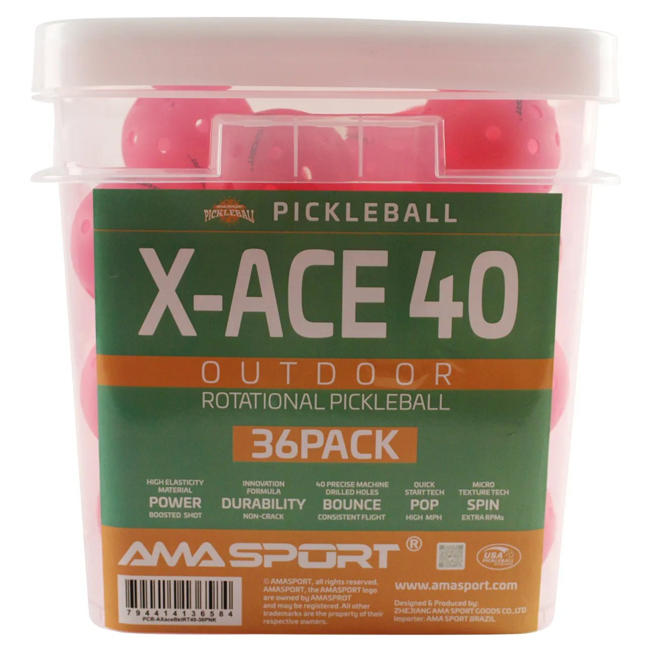 Ama Sport X ACE pickleballs 36 stk.