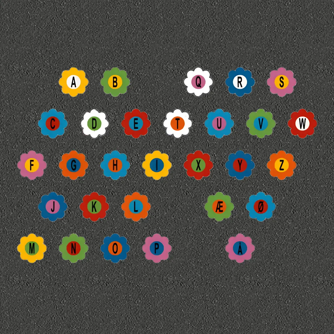 Termoplastblomster med alfabetet