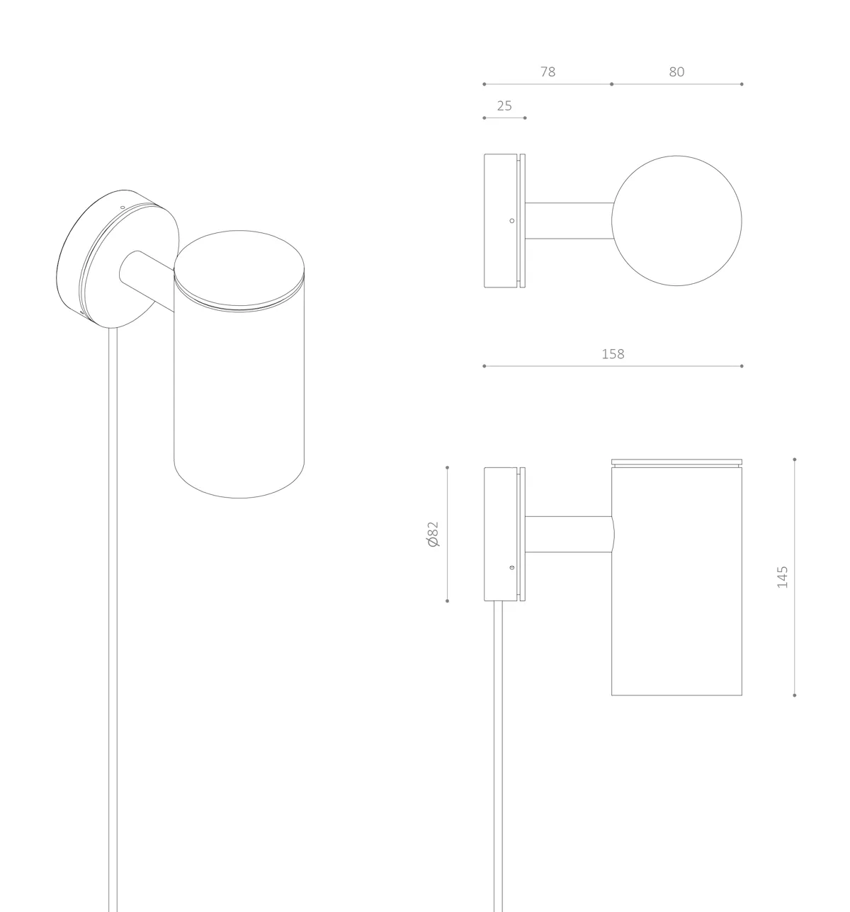 ELMAR L3 MINI ledning på flange tegning