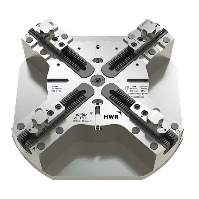 VL100, weight optimized INOFlex® 4-jaw manual compensating chuck