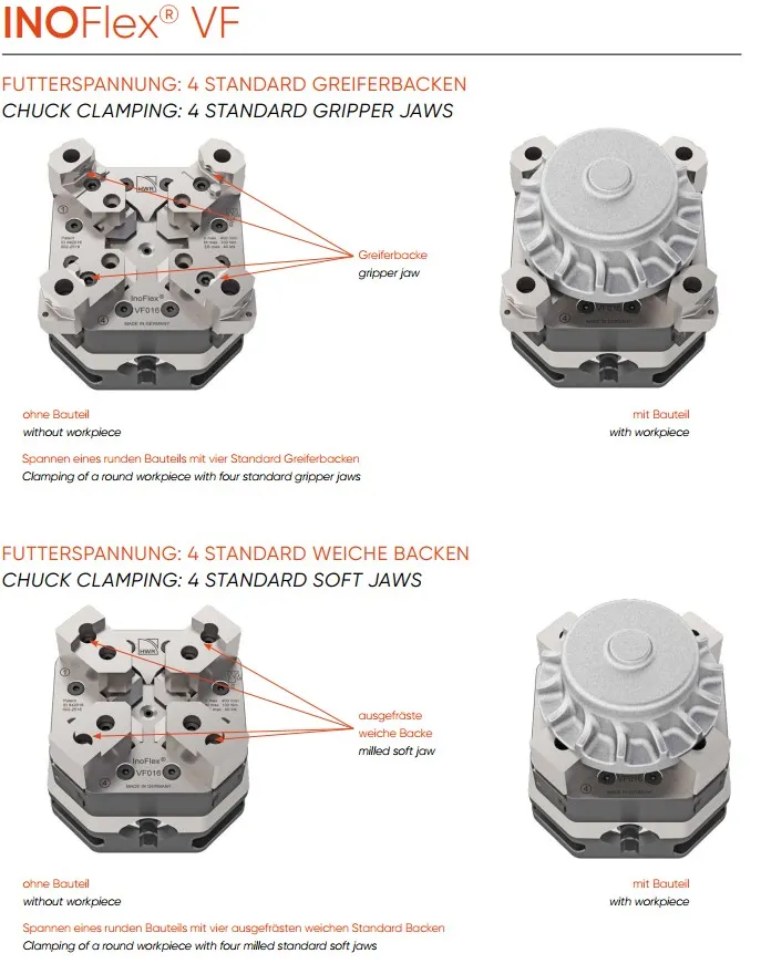 VF016, INOFlex® compensating 4-jaw centre vice