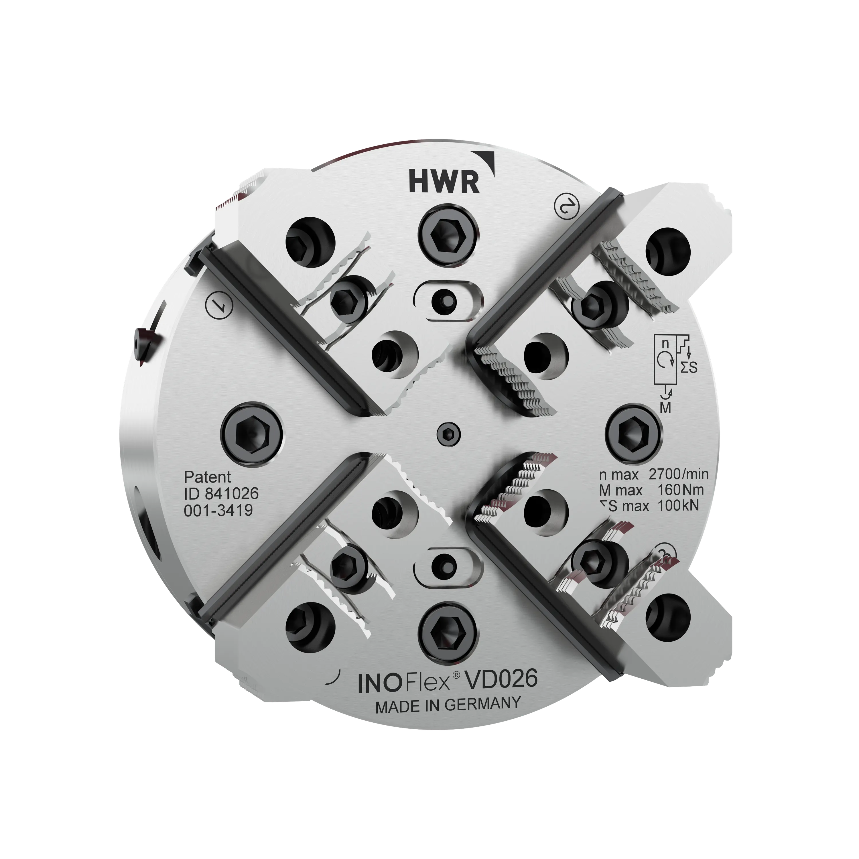 VD040, INOFlex® 4-jaw manual compensating chuck