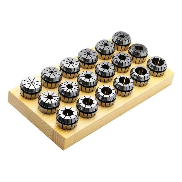 Collet sets  ER32 | 470E | 18-part kit in wooden socket DIN 6499 B (ISO 15488 B) Consisting of : wooden socket 701.20/25.1 - and collets: - Ø  3-4-5-6
