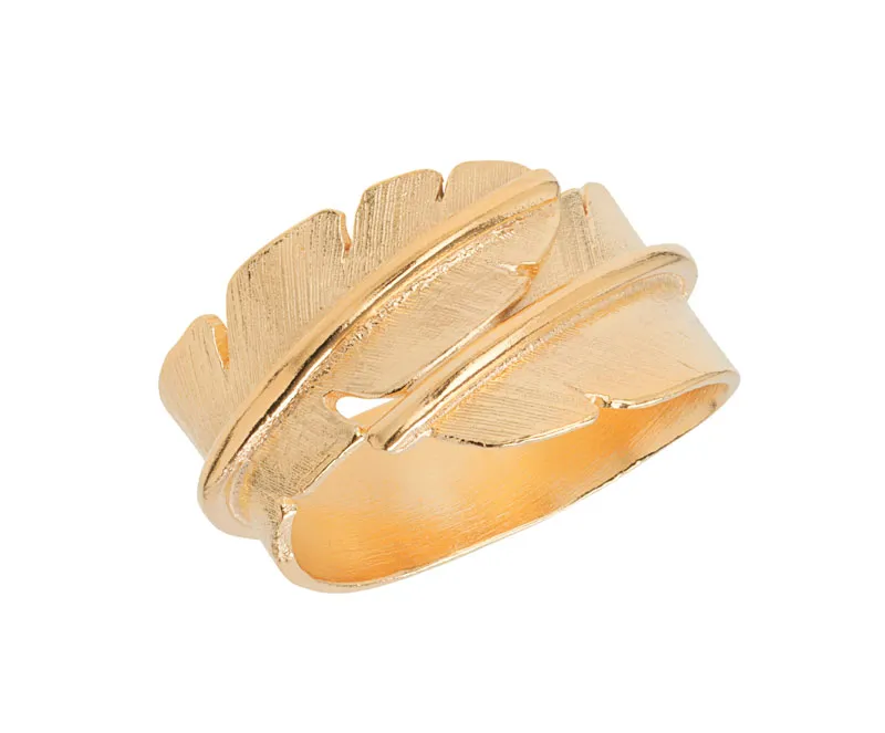Heiring Fjer Ring Mellem Forgyldt 51-5-96FG